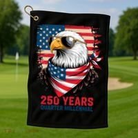 America USA 250 Years Quarter Millennial Eagle Golf Towel thumb 1