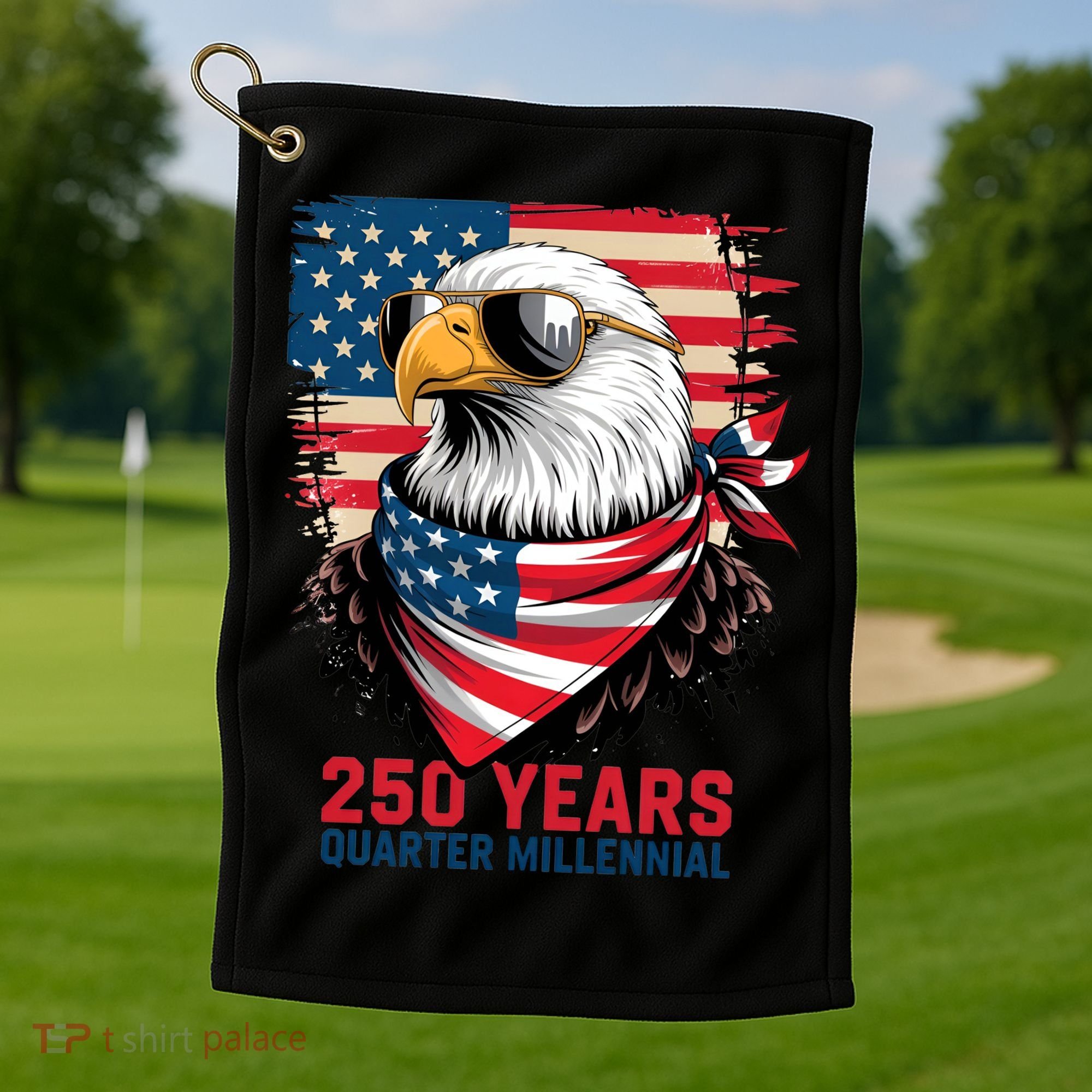 America USA 250 Years Quarter Millennial Eagle Golf Towel