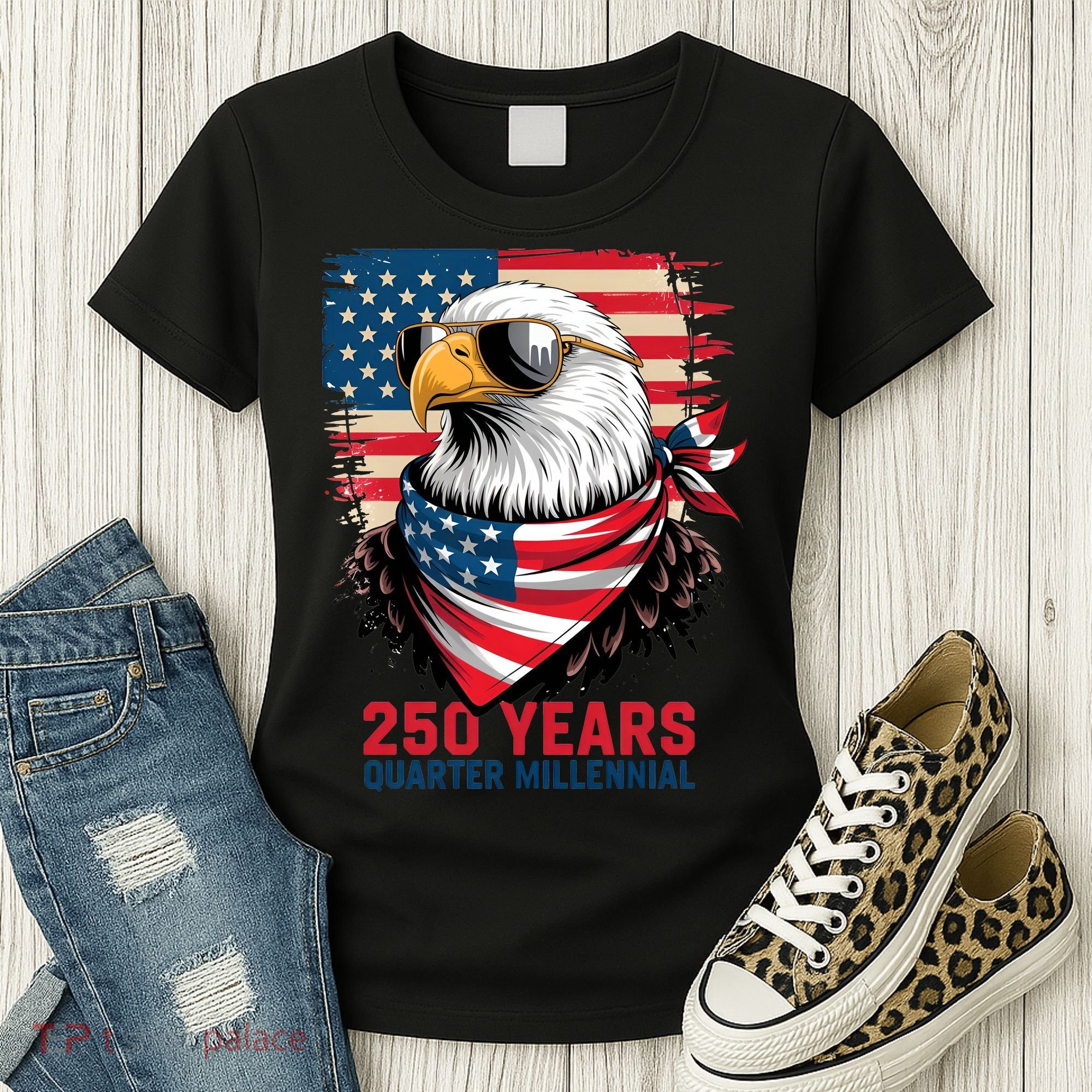 America USA 250 Years Quarter Millennial Eagle Women's T-Shirt