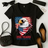 America USA 250 Years Quarter Millennial Eagle Women's V-Neck T-Shirt thumb 2