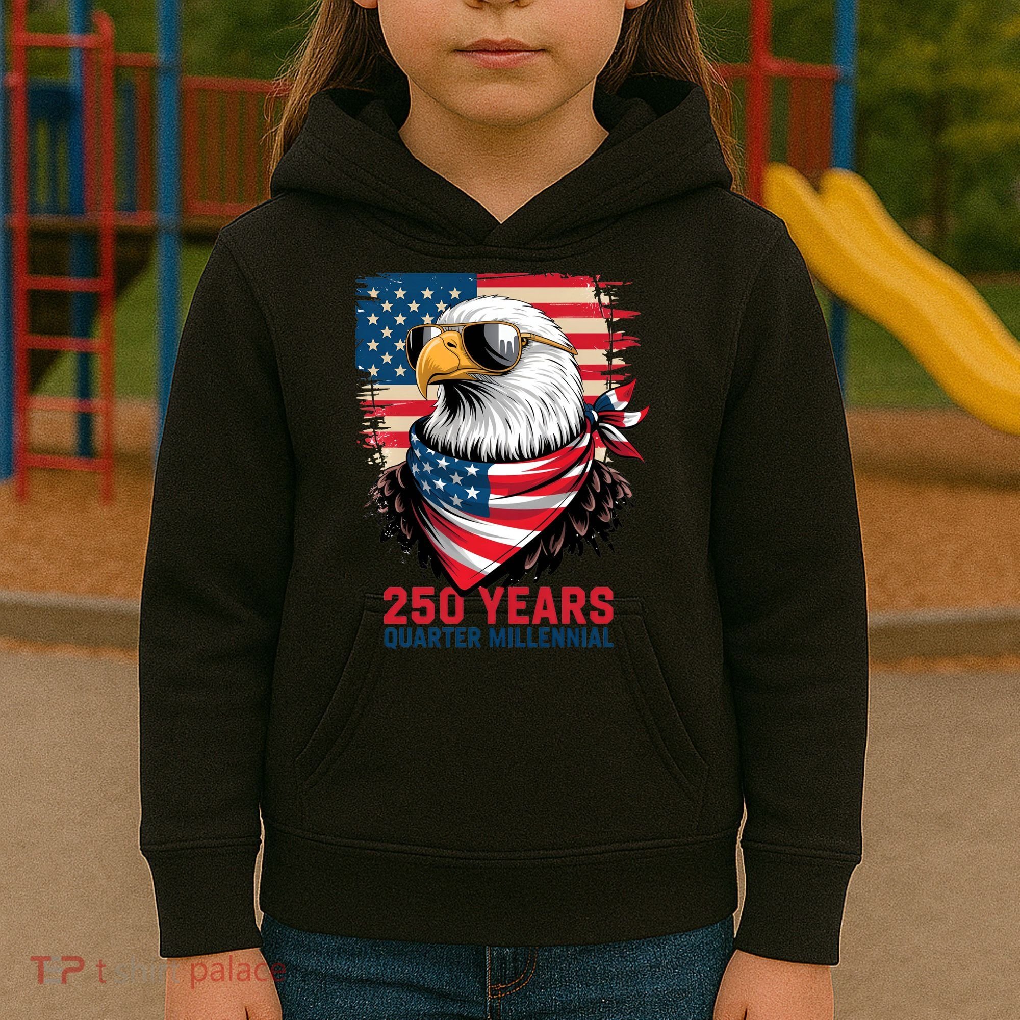 America USA 250 Years Quarter Millennial Eagle Kids Hoodie