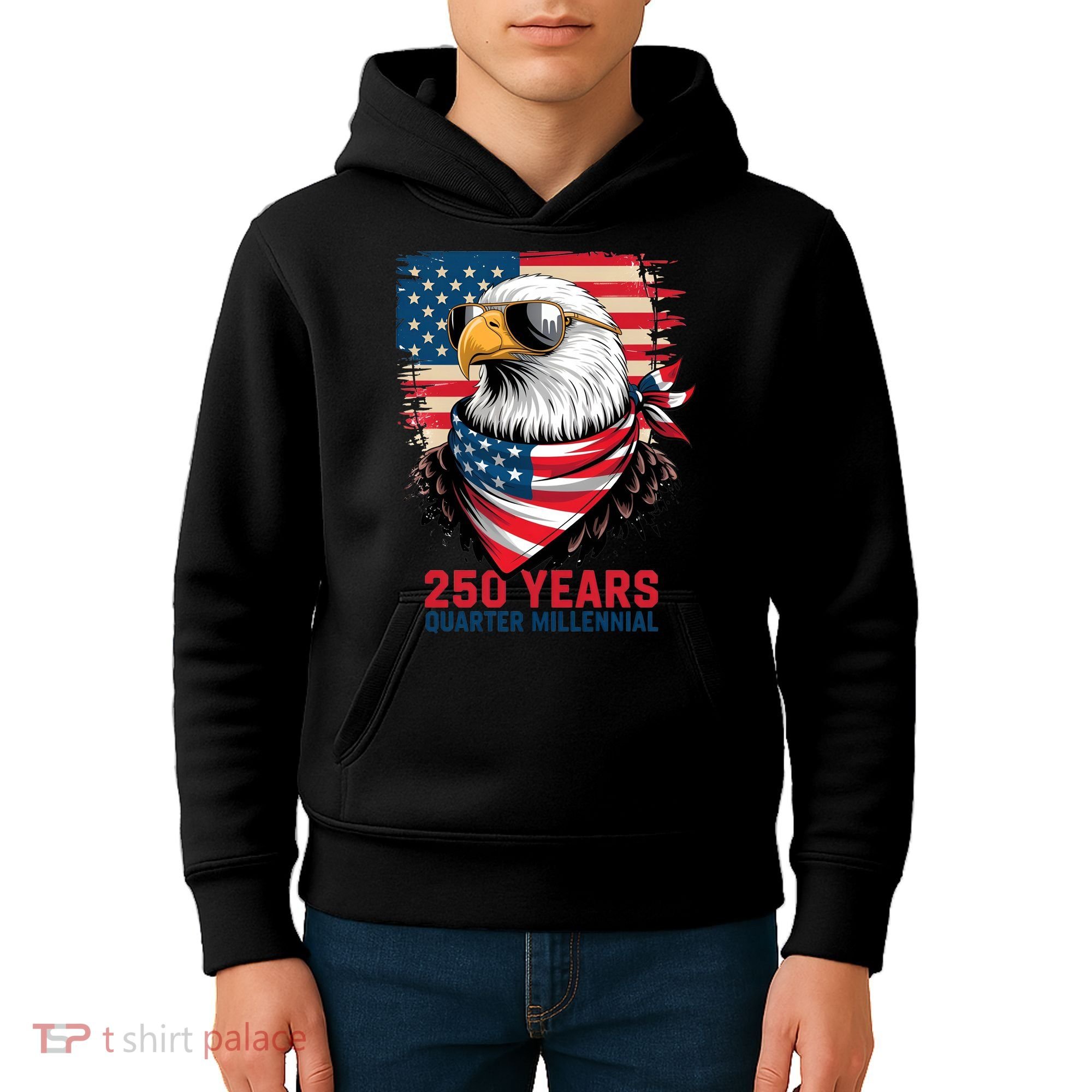 America USA 250 Years Quarter Millennial Eagle Kids Hoodie