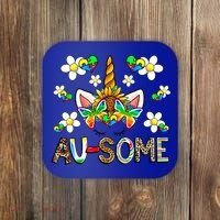 Ausome Unicorn Autism Awareness Neurodiversity Celebration Gift Coaster thumb 0