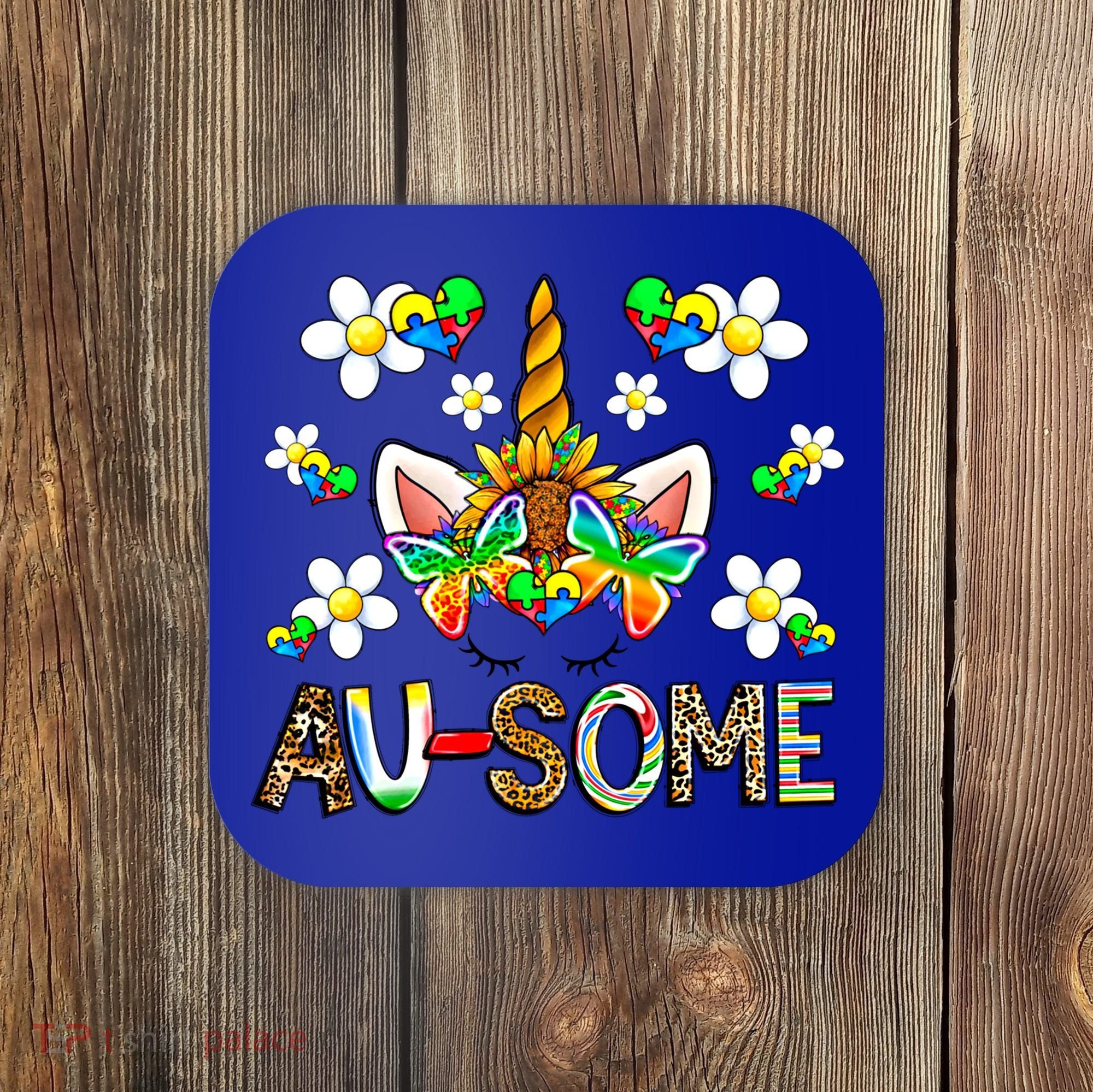 Ausome Unicorn Autism Awareness Neurodiversity Celebration Gift Coaster