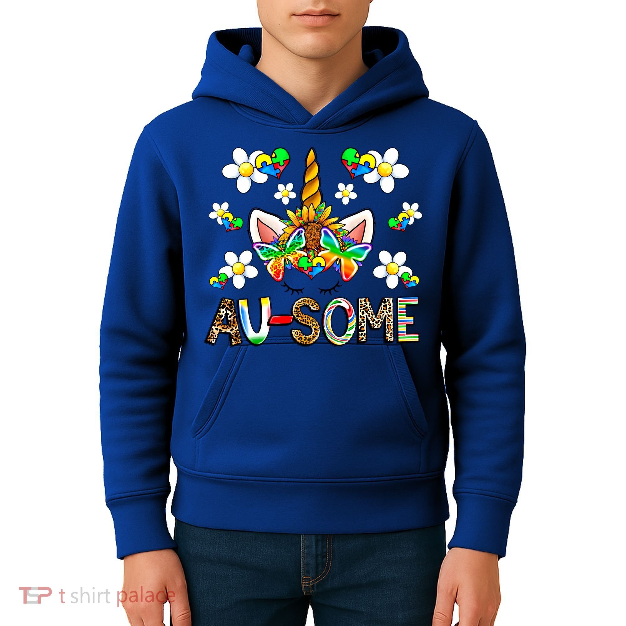 Ausome Unicorn Autism Awareness Neurodiversity Celebration Gift Kids Hoodie