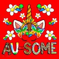 Ausome Unicorn Autism Awareness Neurodiversity Celebration Gift Santa Hat thumb 1