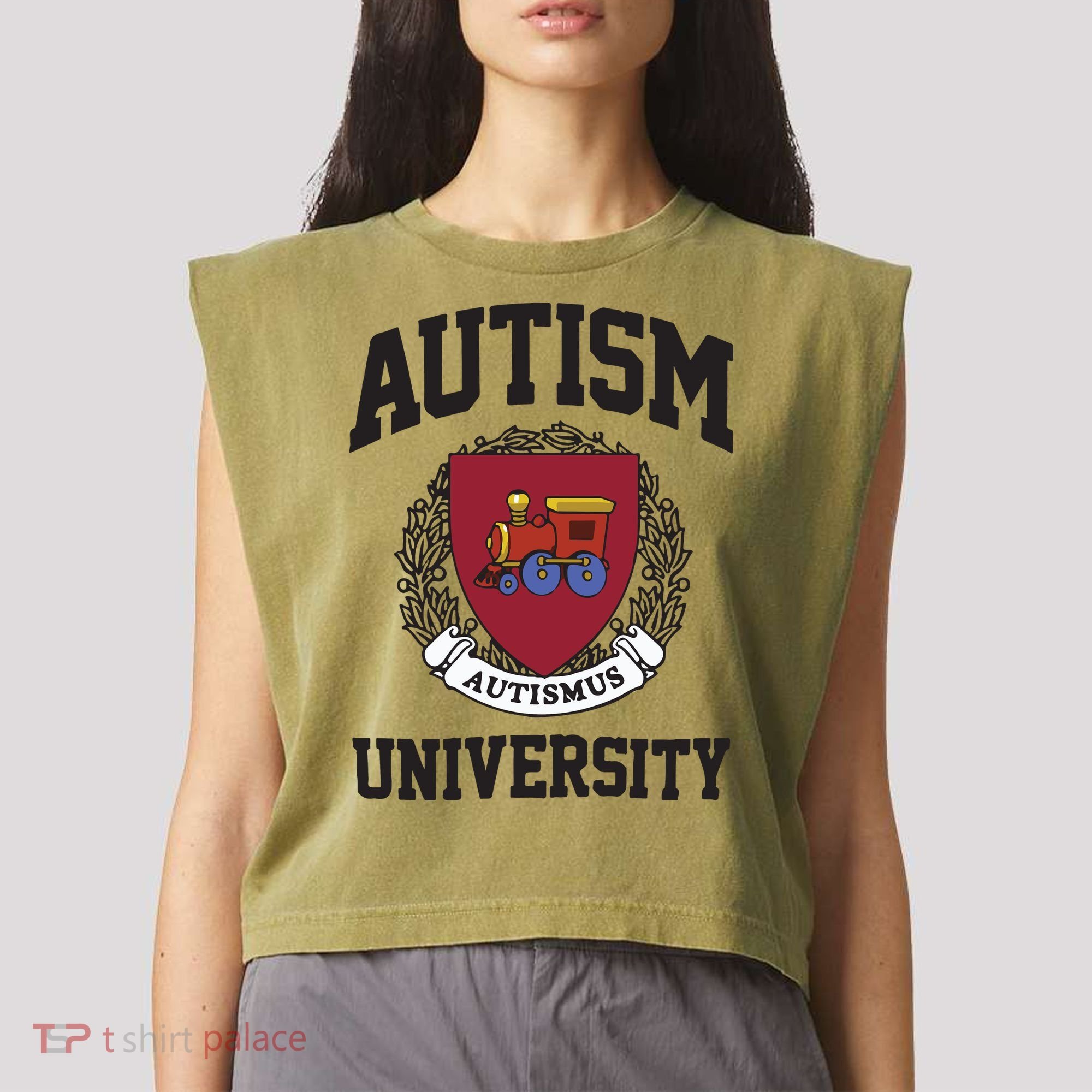 Autism University Autismus Garment-Dyed Women's Muscle Tee