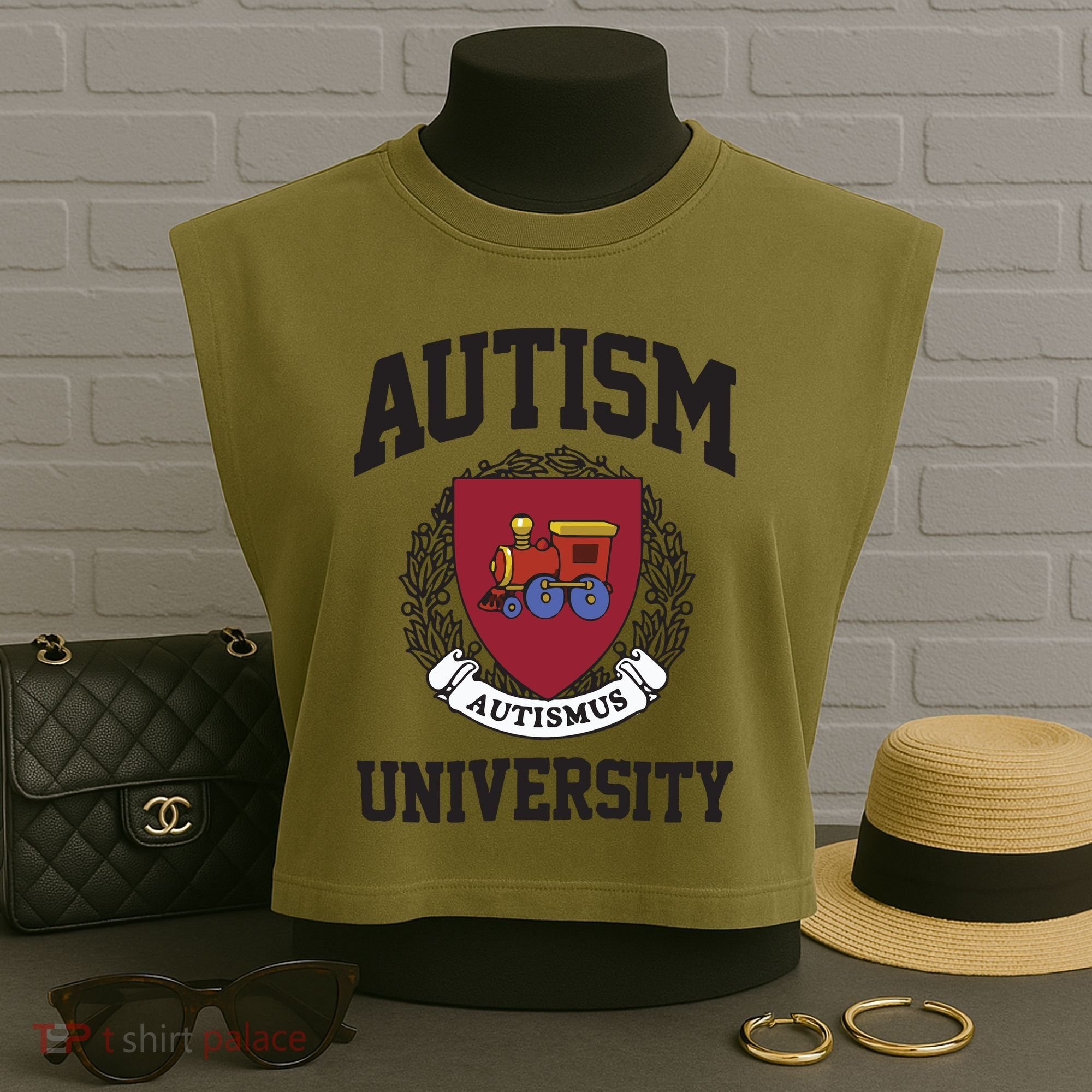 Autism University Autismus Garment-Dyed Women's Muscle Tee