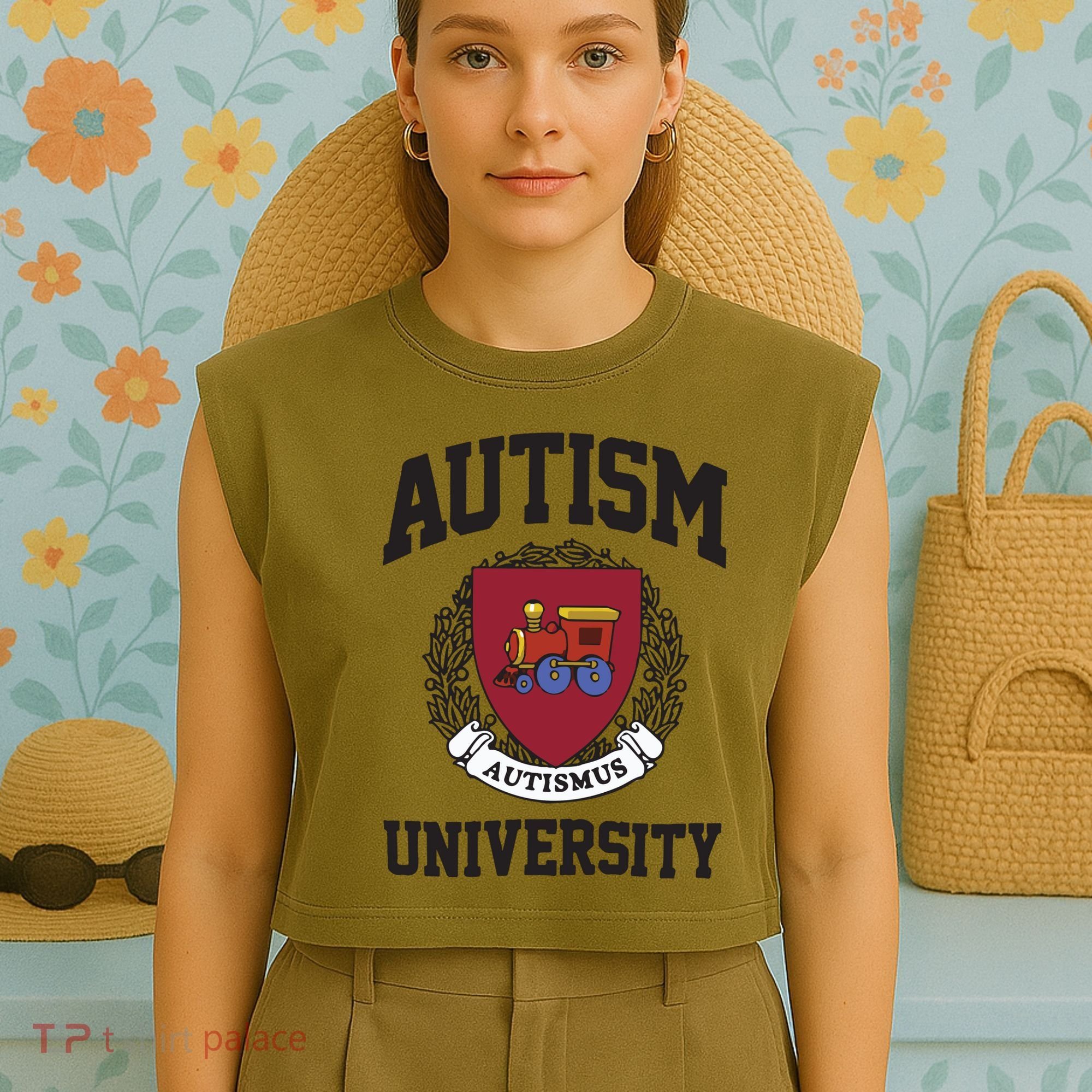 Autism University Autismus Garment-Dyed Women's Muscle Tee