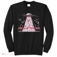 Alien Ufo Abducting Flamingos Funny Women Sweatshirt thumb 0