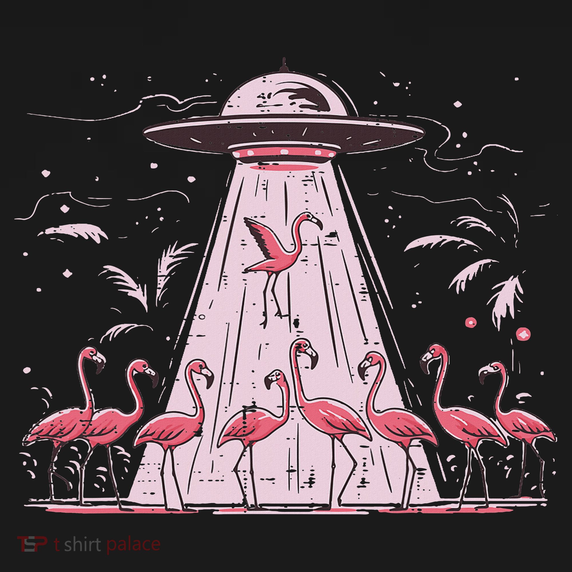 Alien Ufo Abducting Flamingos Funny Women Sweatshirt