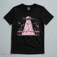 Alien Ufo Abducting Flamingos Funny Women T-Shirt thumb 5