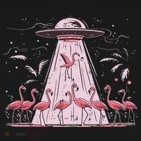 Alien Ufo Abducting Flamingos Funny Women T-Shirt thumb 7