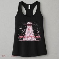 Alien Ufo Abducting Flamingos Funny Women Women's Tank Top thumb 3