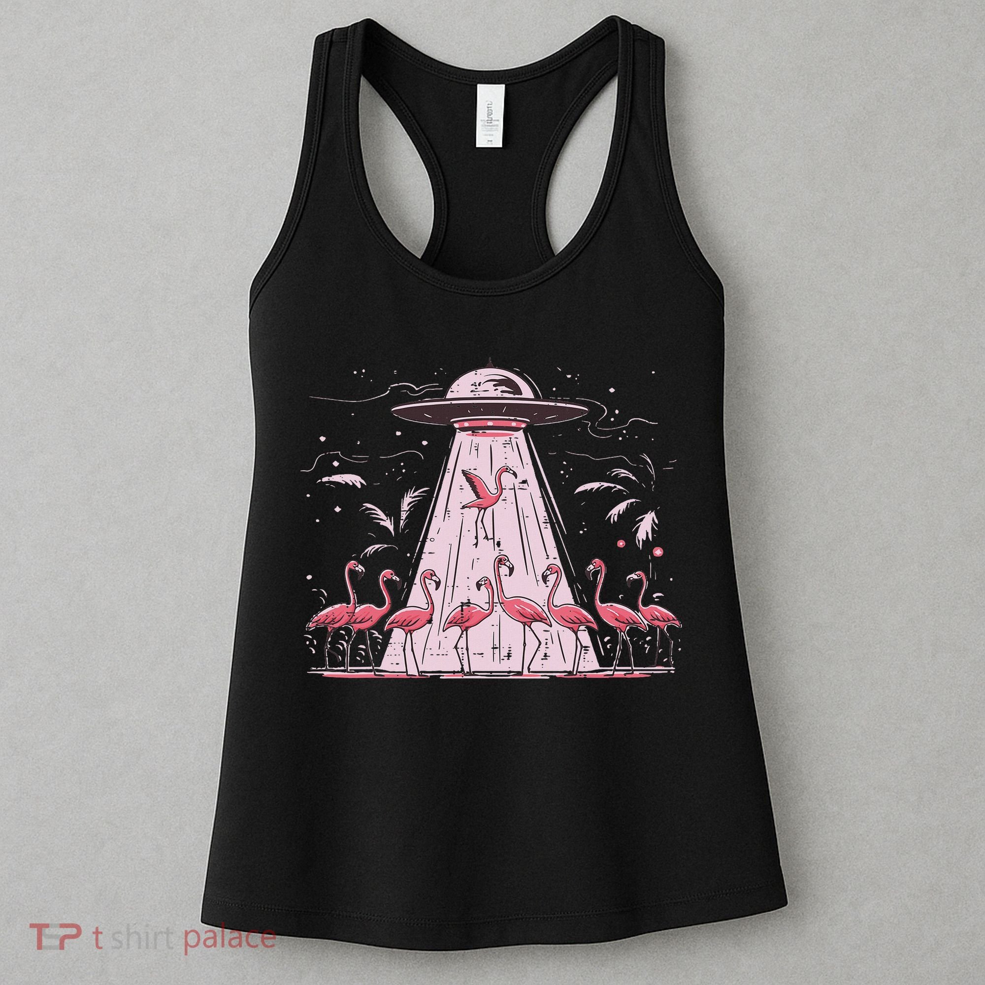 Alien Ufo Abducting Flamingos Funny Women Women's Tank Top