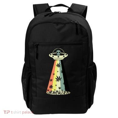 Alien UFO Abduction Weed Cannabis Marijuana Leaf Funny Backpack