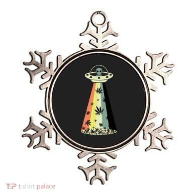 Alien UFO Abduction Weed Cannabis Marijuana Leaf Funny Ornament