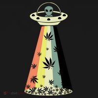 Alien UFO Abduction Weed Cannabis Marijuana Leaf Funny Ornament thumb 1