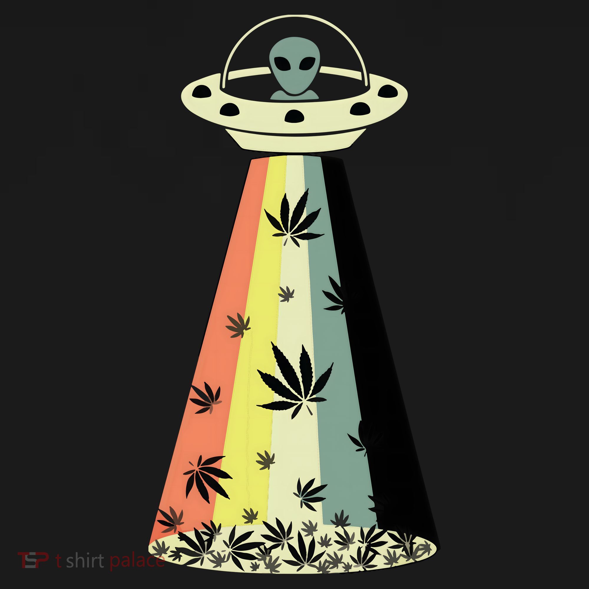 Alien UFO Abduction Weed Cannabis Marijuana Leaf Funny Ornament