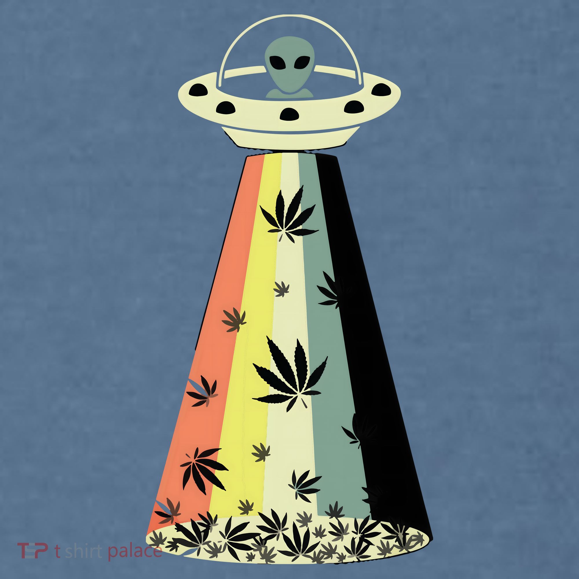 Alien UFO Abduction Weed Cannabis Marijuana Leaf Funny Garment-Dyed Sweatshirt
