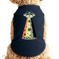Alien UFO Abduction Weed Cannabis Marijuana Leaf Funny Doggie Tank thumb 0