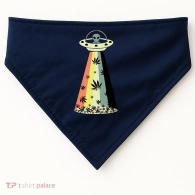 Alien UFO Abduction Weed Cannabis Marijuana Leaf Funny USA-Made Doggie Bandana