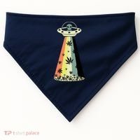 Alien UFO Abduction Weed Cannabis Marijuana Leaf Funny USA-Made Doggie Bandana thumb 0
