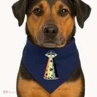Alien UFO Abduction Weed Cannabis Marijuana Leaf Funny USA-Made Doggie Bandana thumb 1