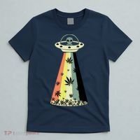 Alien UFO Abduction Weed Cannabis Marijuana Leaf Funny T-Shirt thumb 5