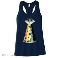 Alien UFO Abduction Weed Cannabis Marijuana Leaf Funny Women's Tank Top thumb 0