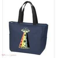 Alien UFO Abduction Weed Cannabis Marijuana Leaf Funny Tote Bag thumb 3