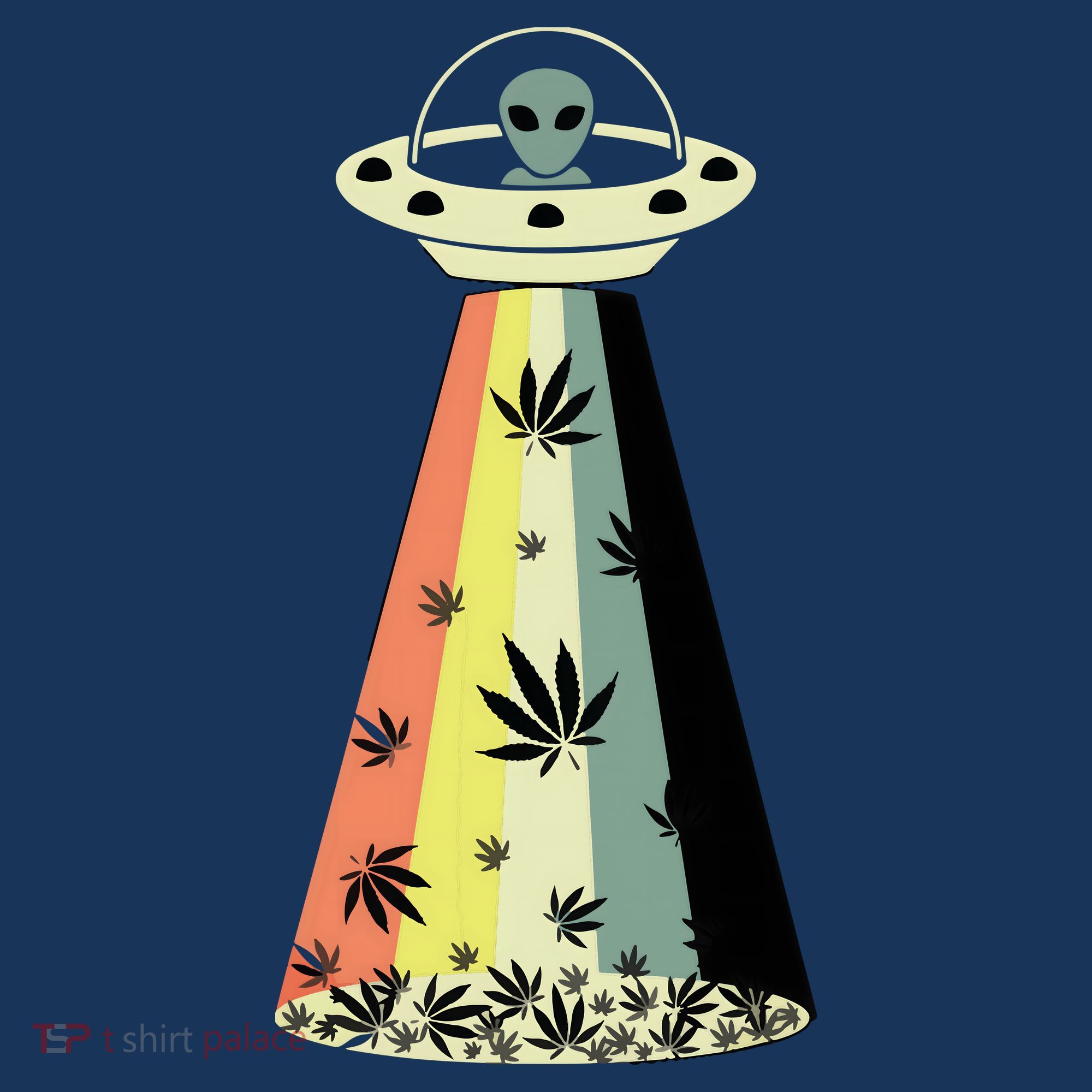 Alien UFO Abduction Weed Cannabis Marijuana Leaf Funny Tote Bag