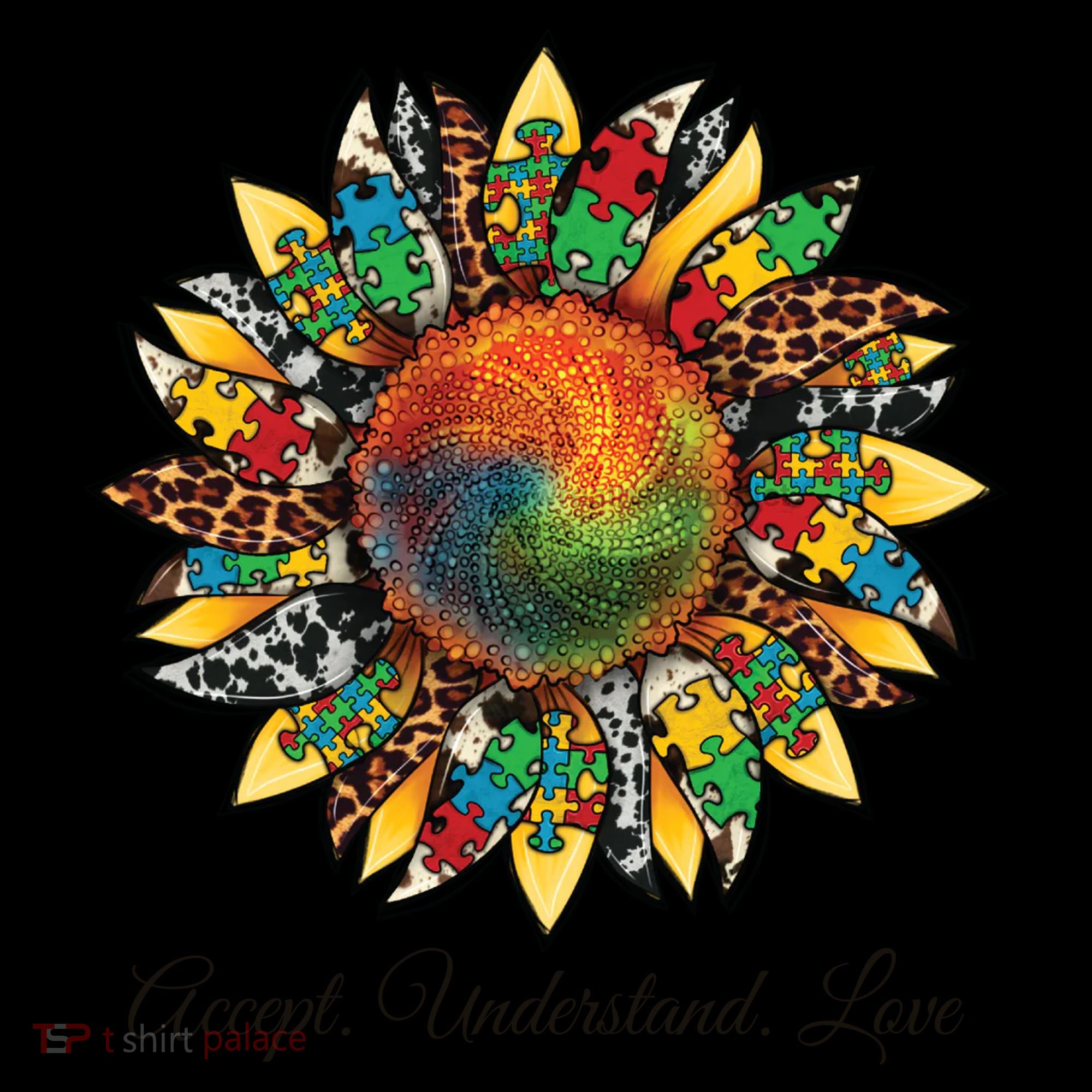 Accept Understand And Love Autism Awareness Sunflower Coffee Mug