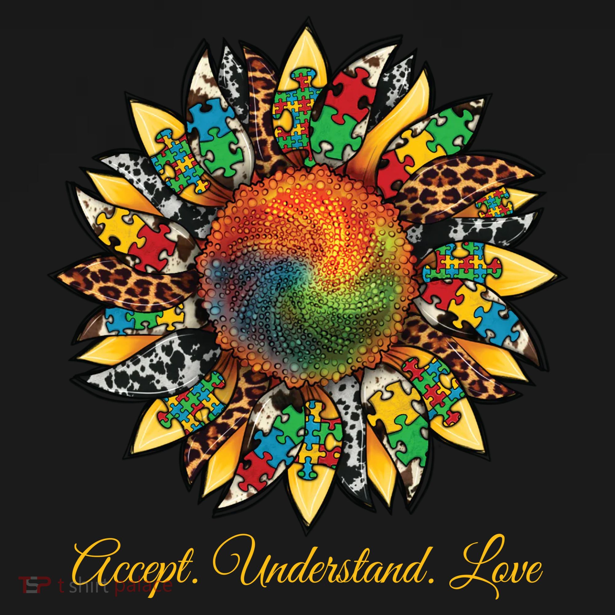 Accept Understand And Love Autism Awareness Sunflower Women's Hoodie