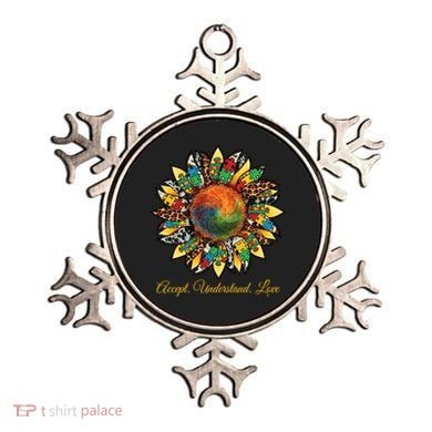 Accept Understand And Love Autism Awareness Sunflower Ornament