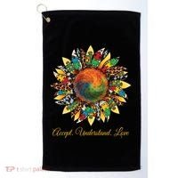 Accept Understand And Love Autism Awareness Sunflower Golf Towel thumb 0