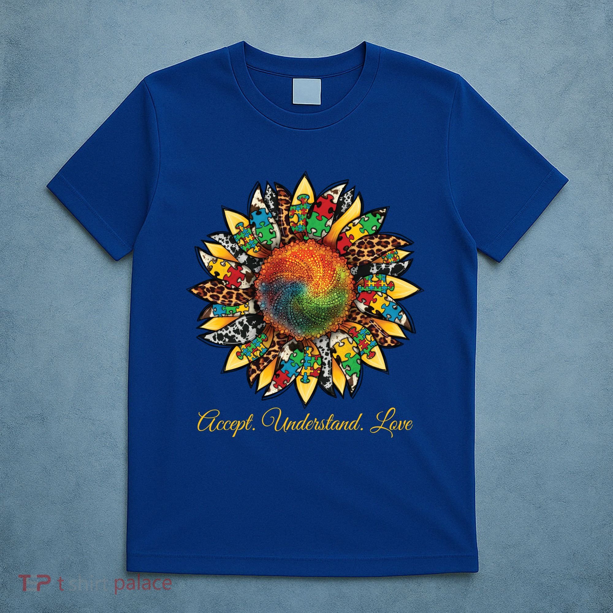 Accept Understand And Love Autism Awareness Sunflower T-Shirt