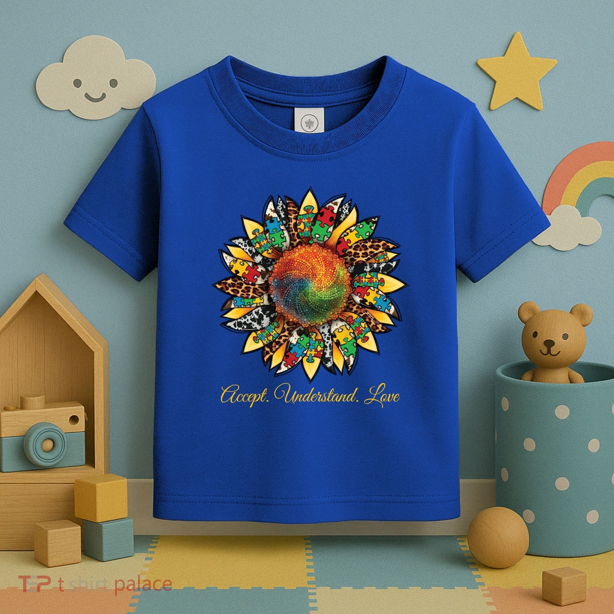 Accept Understand And Love Autism Awareness Sunflower Toddler T-Shirt