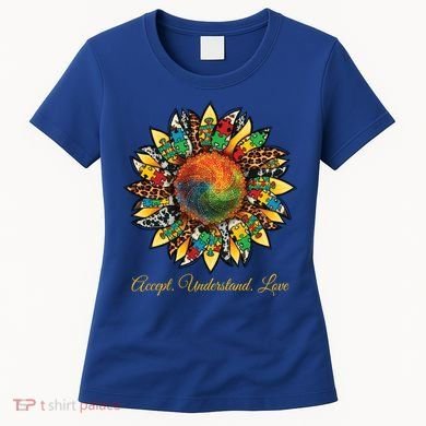 Accept Understand And Love Autism Awareness Sunflower Women's T-Shirt