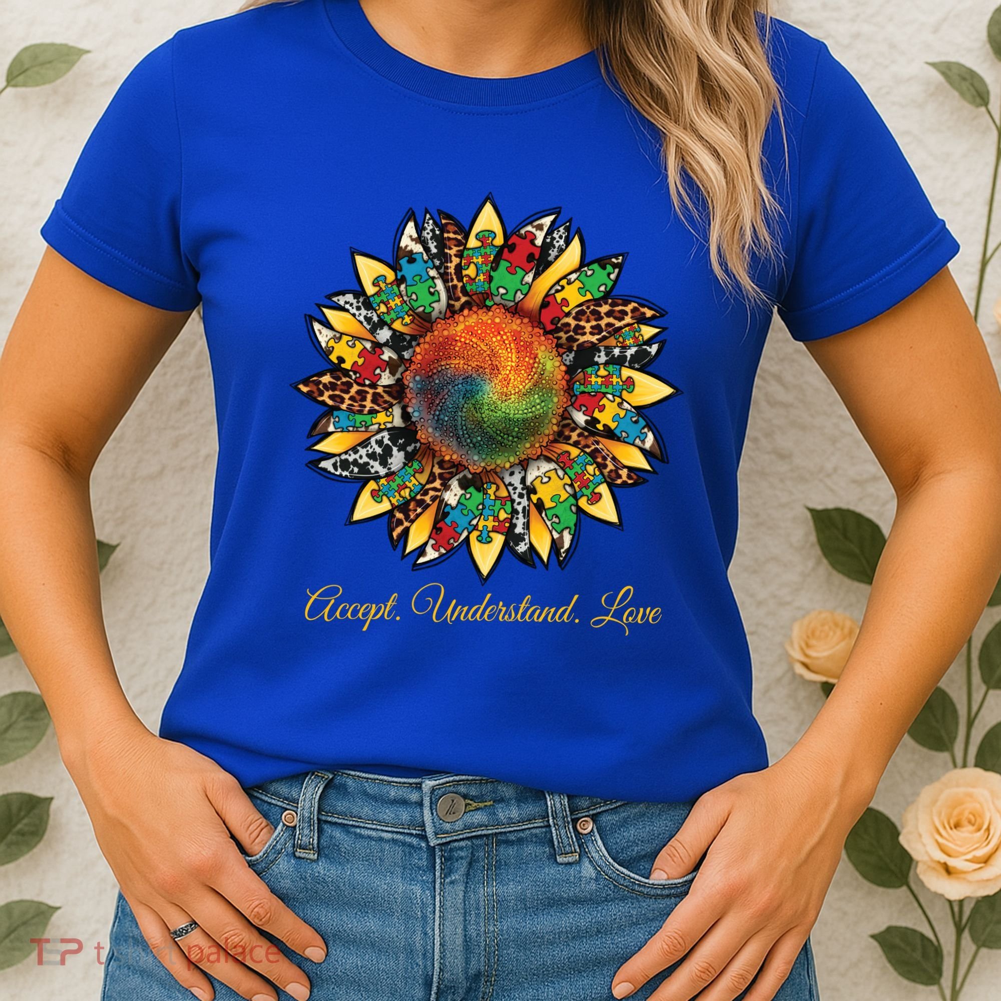 Accept Understand And Love Autism Awareness Sunflower Women's T-Shirt
