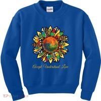 Accept Understand And Love Autism Awareness Sunflower Kids Sweatshirt thumb 0