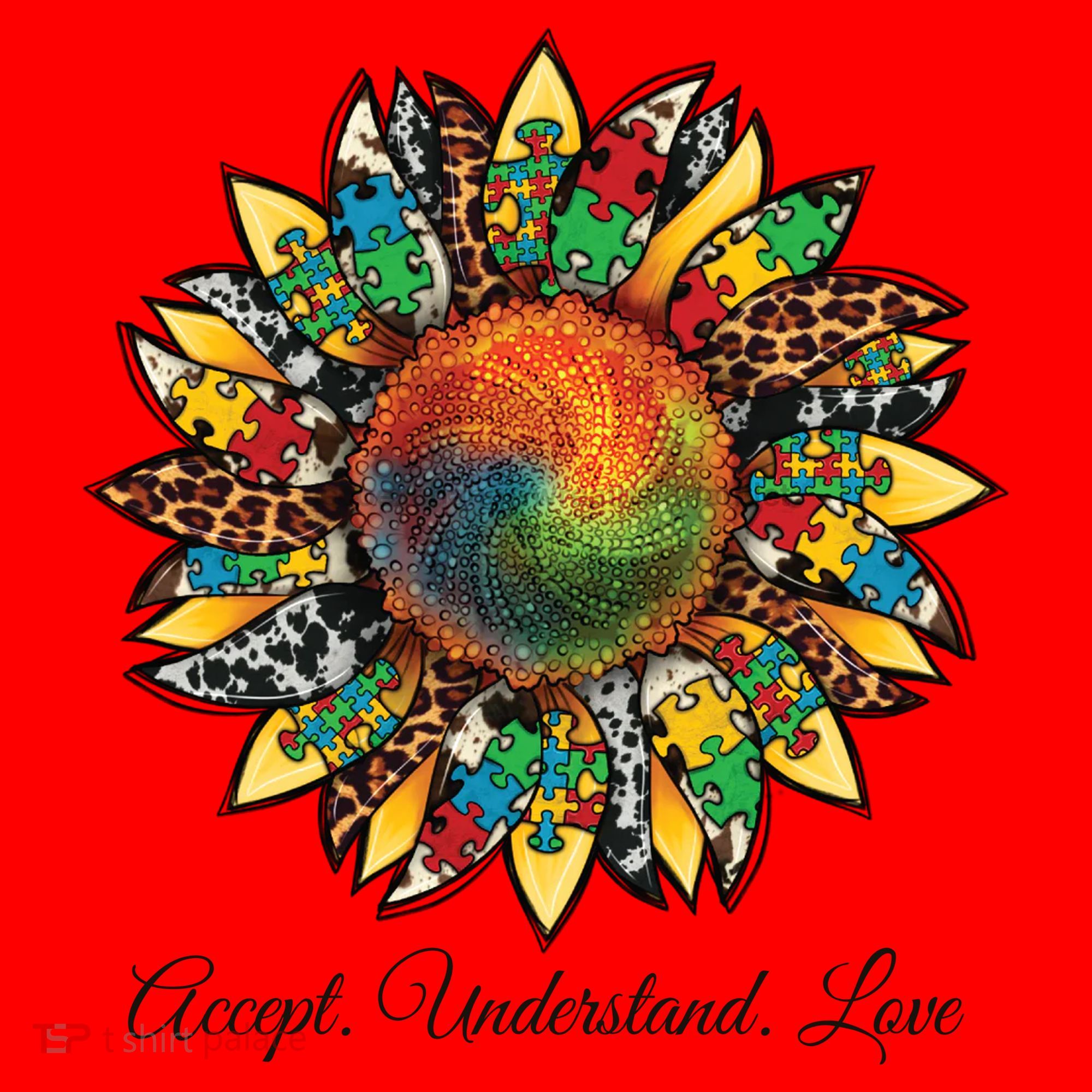 Accept Understand And Love Autism Awareness Sunflower Santa Hat