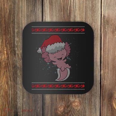 Axolotl Ugly Christmas Sweater Design Coaster