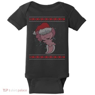 Axolotl Ugly Christmas Sweater Design Baby Bodysuit