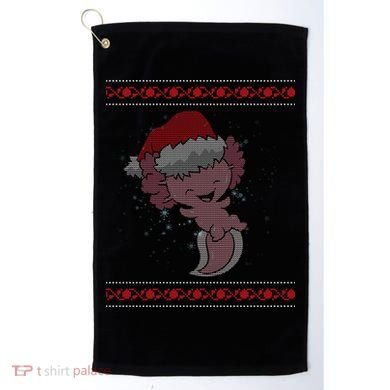 Axolotl Ugly Christmas Sweater Design Golf Towel