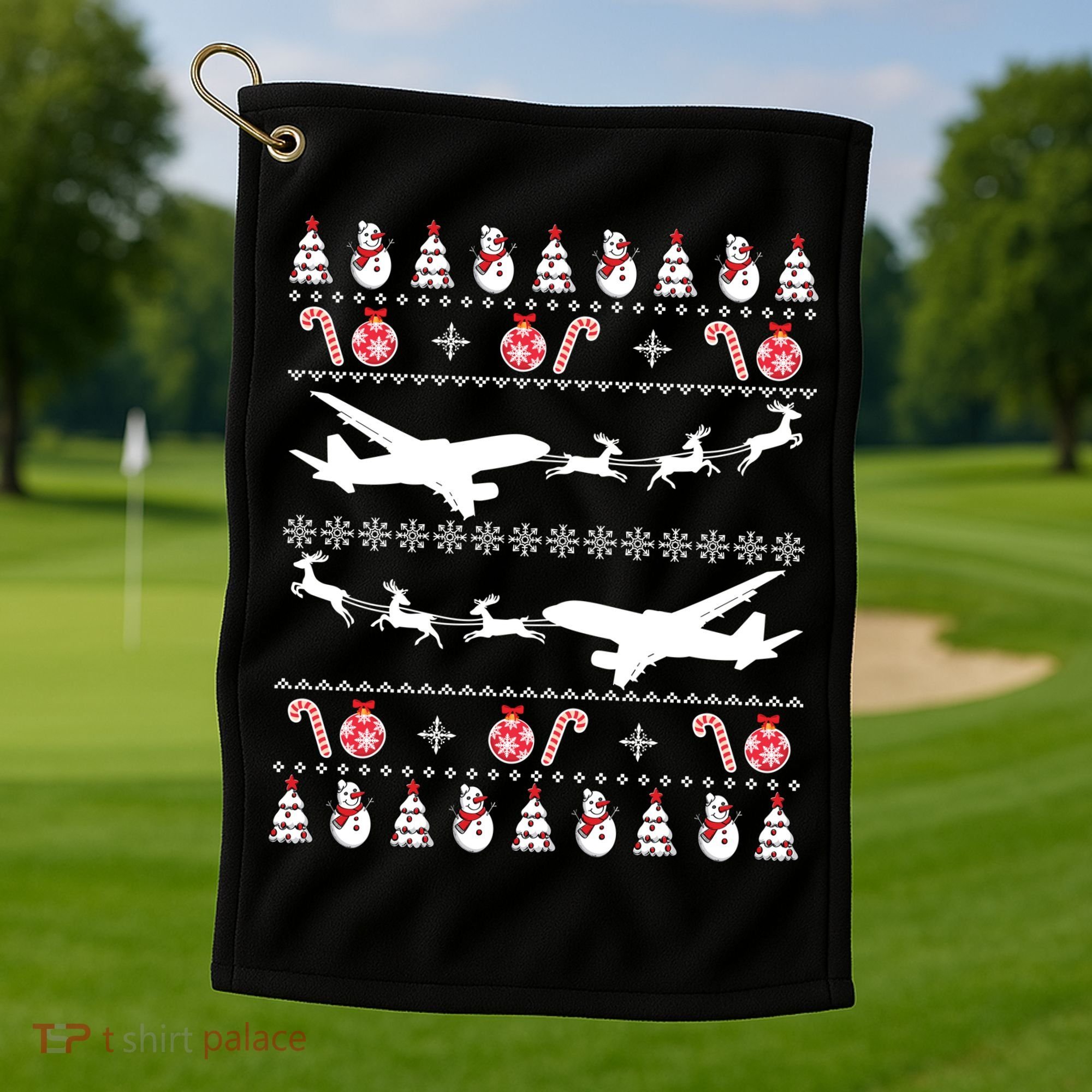 Airplanes Ugly Christmas Cute Gift Xmas Costume Golf Towel