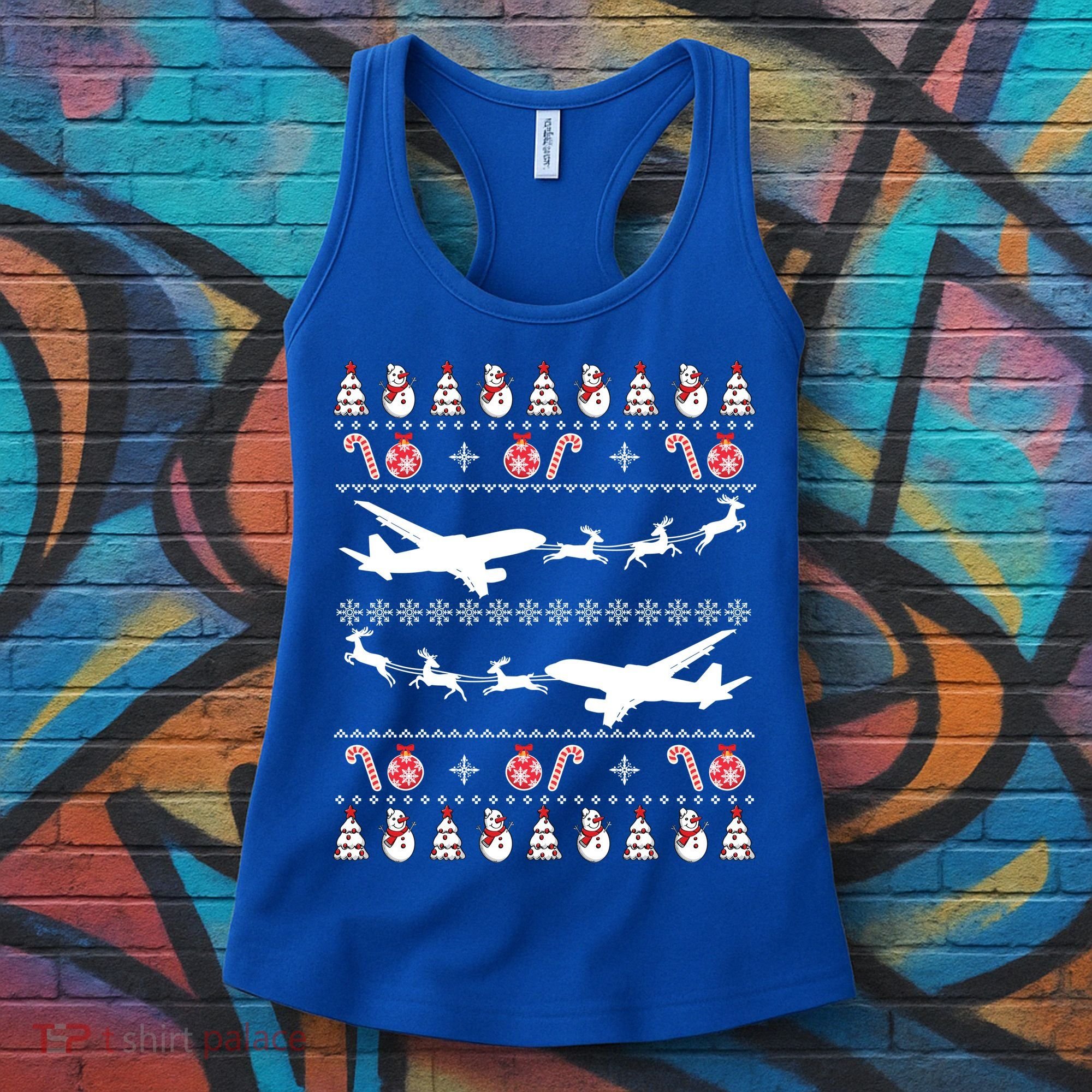 Airplanes Ugly Christmas Cute Gift Xmas Costume Women's Tank Top