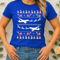 Airplanes Ugly Christmas Cute Gift Xmas Costume Women's T-Shirt thumb 2