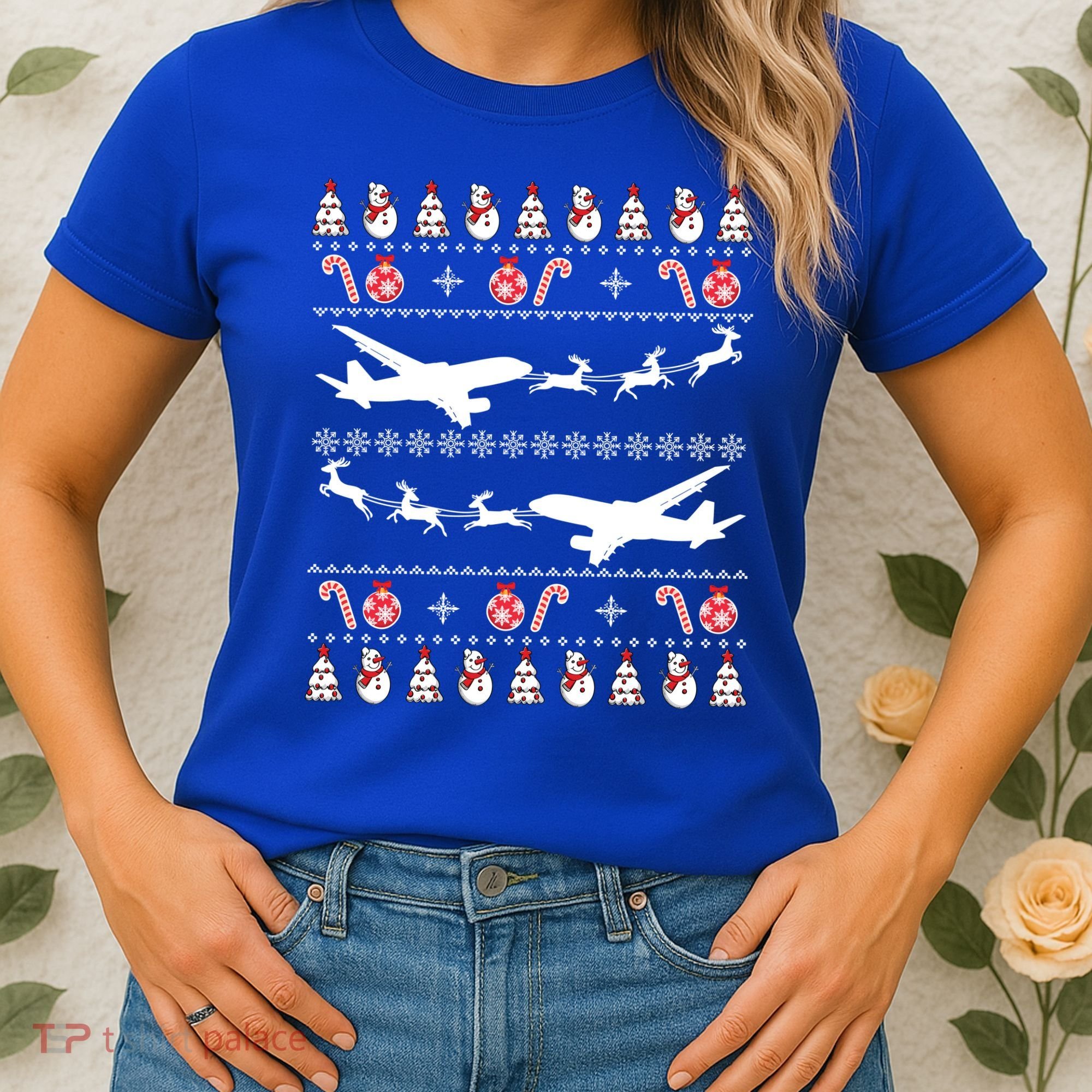 Airplanes Ugly Christmas Cute Gift Xmas Costume Women's T-Shirt