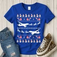 Airplanes Ugly Christmas Cute Gift Xmas Costume Women's T-Shirt thumb 3